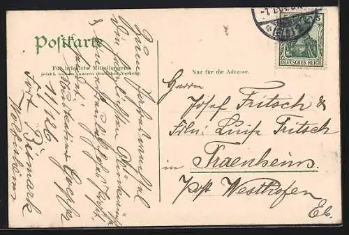 Lithographie Strassburg, Blick zum Münster, Elsässerinnen in Tracht