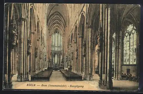 AK Köln, Dom, Innenansicht, Hauptgang