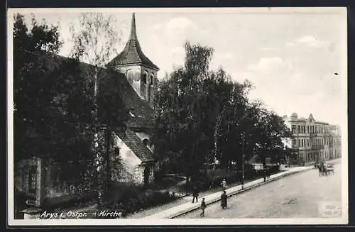 AK Arys, Strassenpartie an der Kirche