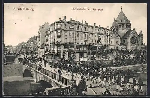 AK Strassburg i.E., Kleberstaden mit Synagoge