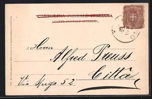 AK Milano, Via Alessandro Manzoni, Pferdebahn