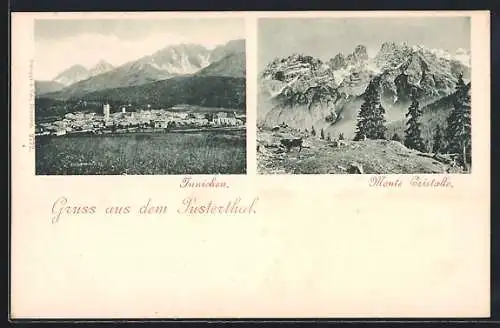 AK Innichen, Ortsansicht und Monte Cristallo