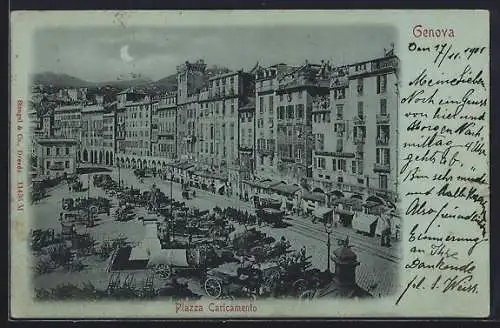 Mondschein-AK Genova, Piazza Caricamento