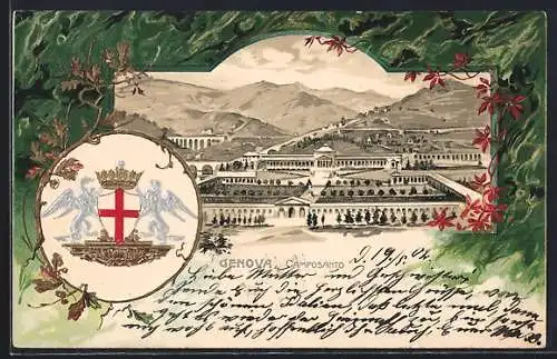 Lithographie Genova, Camposanto, Wappen