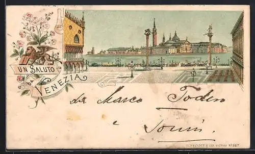 Lithographie Venezia, Ausblick vom Markusplatz