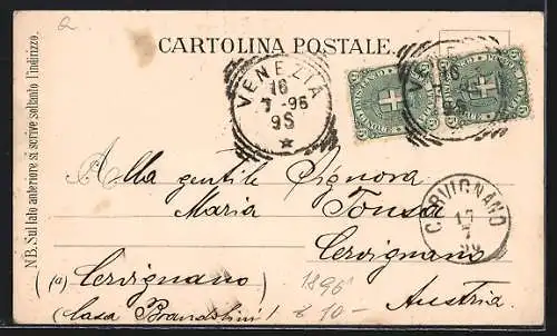 Lithographie Venezia, Ausblick vom Markusplatz