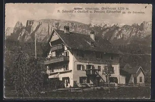 AK Oberbozen /Rittnerbahn, A. Seiwalds Gasthof und Pension Rittnerhof