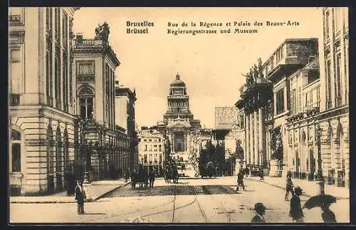 AK Bruxelles, Rue de la Régence et Palais des Beaux-Arts