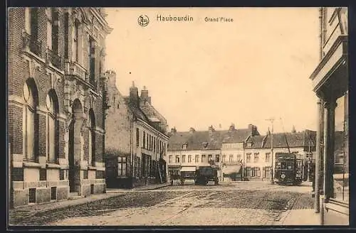 AK Haubourdin, Grand`Place, Strassenbahn