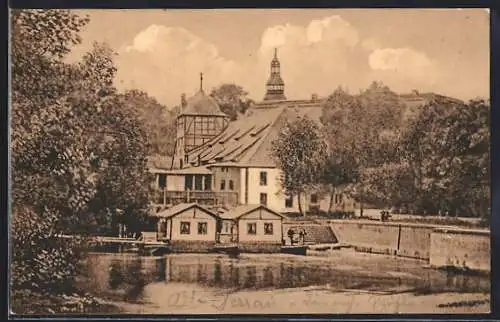 AK Dessau, Alt-Dessau, Herzogliche Mühle vom Wasser aus