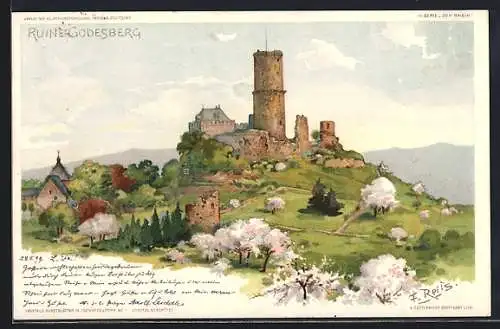 Künstler-AK Fritz Reiss: Godesberg, Ruine Godesberg