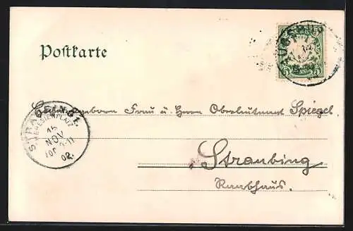 Lithographie Augsburg, Ansicht vom Fuggerhaus und 3 Mohren