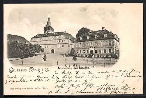 AK König i. O., Marktplatz mit Schloss