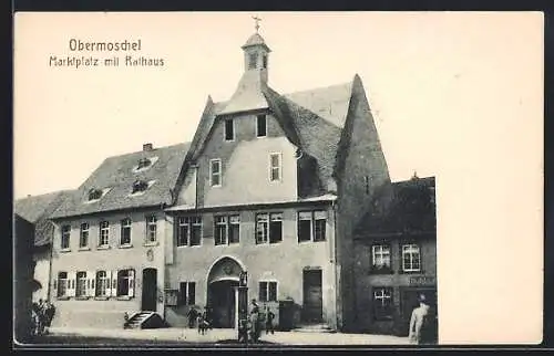 AK Obermoschel, Marktplatz mit Rathaus