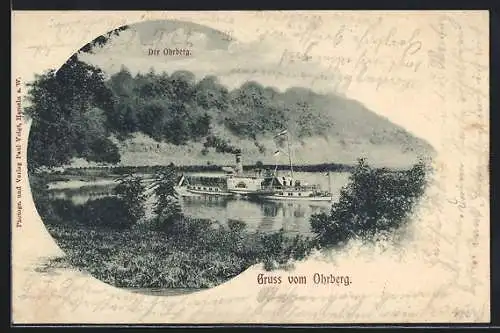 AK Ohrberg, Ortsansicht mit Dampfer