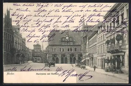 AK Minden / Weser, Marktplatz mit Rathaus