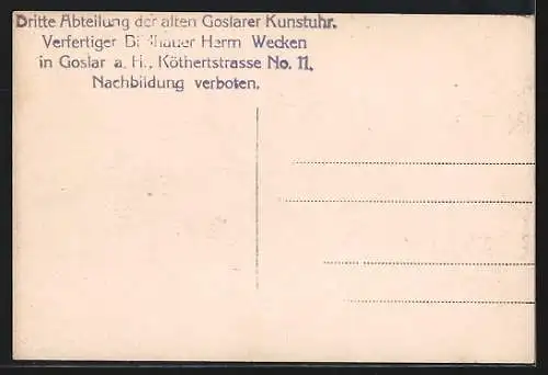 Foto-AK Goslar a. H., Goslarer Kunstuhr, Dritte Abteilung, Kreuzigungsszene