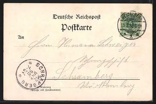 Lithographie Frankfurt /Main, Hauptbahnhof und Börse