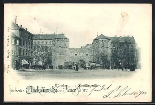 AK München, Sendlingerthor, Panoramaansicht, Neujahrsgruss