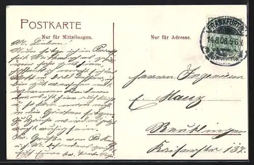 AK Frankfurt a. M., Kaiserstrasse mit Strassenbahnen aus der Vogelschau