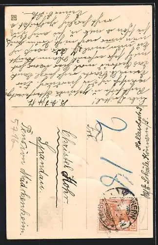 AK Zweig mit weissen Weidenkätzchen, Ostergruss