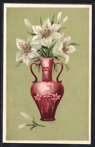 Präge-AK Vase mit Lilien