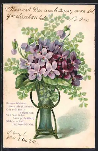 Präge-AK Vase mit Veilchen