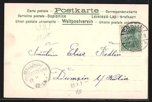 AK Blühende rote Rose und Knospen