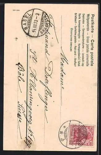 AK Kleiner Lautenspieler unter dem Rosenbouquet