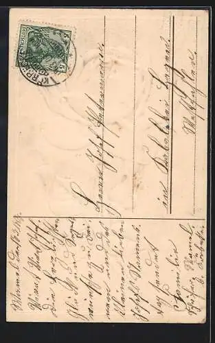 AK Rose mit grosser Blüte und einer Knospe