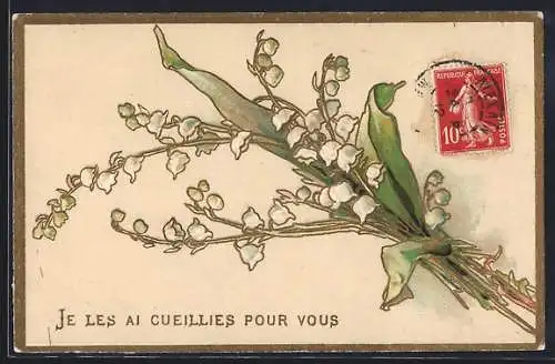 Präge-AK Ein Strauss blühender Maiglöckchen