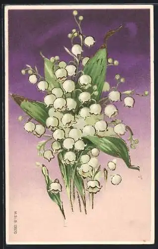 AK ein Strauss Maiglöckchen, Geburtstag