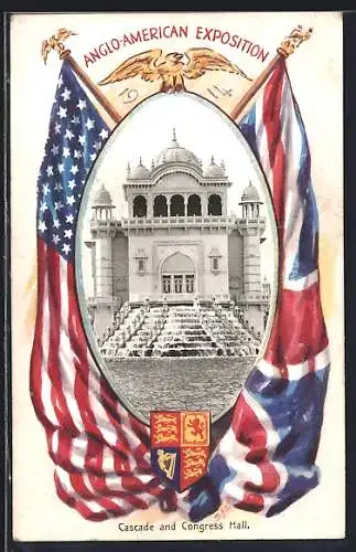 AK London, Anglo-American Exposition 1914, Cascade and Congress Hall