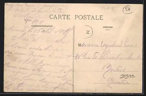 AK Emberménil, Vue intérieure avec troupeau de moutons et église en arrière-plan