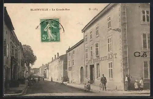 AK Blainville, La Grande-Rue mit Café-Restaurant