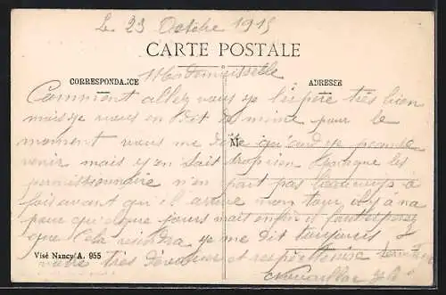 AK Rehainviller, Entrée du village en 1914-1915 avec mitrailleuse allemande installée sur un arbre
