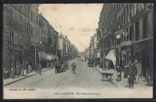 AK Nancy, Rue Saint-Georges animée avec passants et commerces