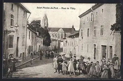 AK Saint-Nicolas-du-Port, Haut de Tibly avec enfants dans la rue