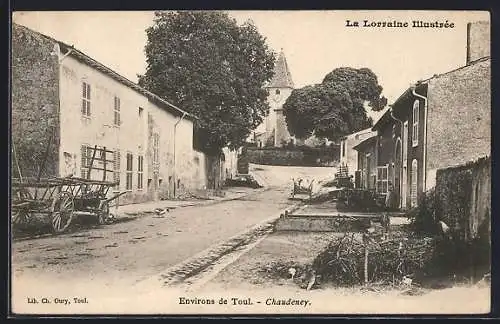 AK Chaudeney, Rue du village avec vue sur l`église