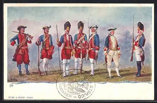 Künstler-AK italienische Soldaten in Uniform von 1659-1780