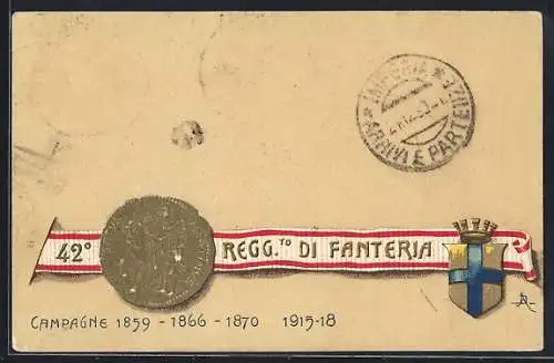 Präge-AK 42° Reggimento di Fanteria, italienisches Infanterie-Regiment