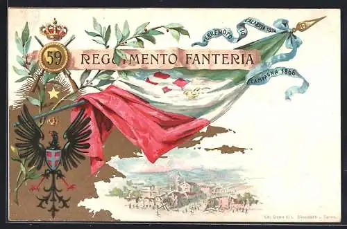 Lithographie 59. Reggimento Fanteria Calabria 1866