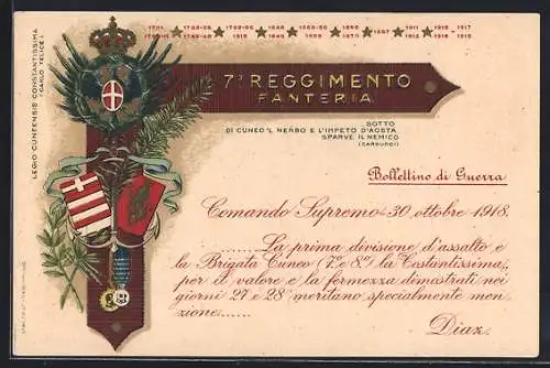 Lithographie 7° Reggimento Fanteria, italienisches Infanterie-Regiment