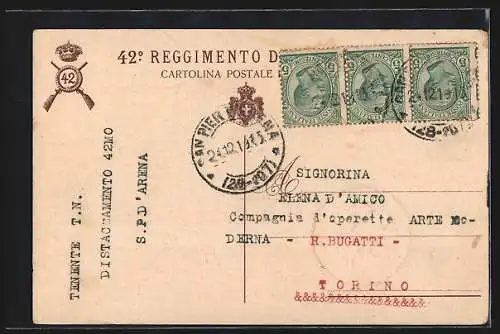 Präge-AK 42° Reggimento di Fanteria, italienisches Infanterie-Regiment