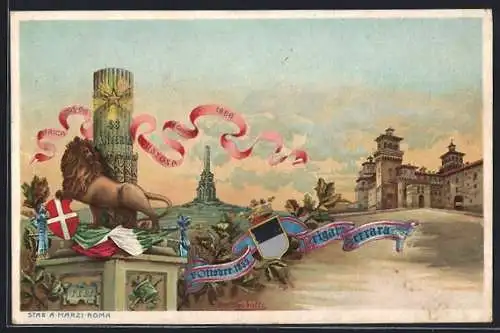 Lithographie Brigata Ferrara, 48° Fanteria, italienisches Infanterie-Regiment