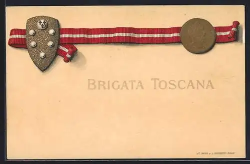 AK Brigata Toscana, Schleifenband mit Wappen eines italienischen Infanterie-Regiment