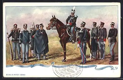 AK Granatieri di Sardegna, historische Uniformen 1871 - 1903