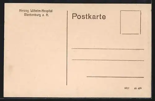 AK Blankenburg a. H., Herzog Wilhelm-Hospital