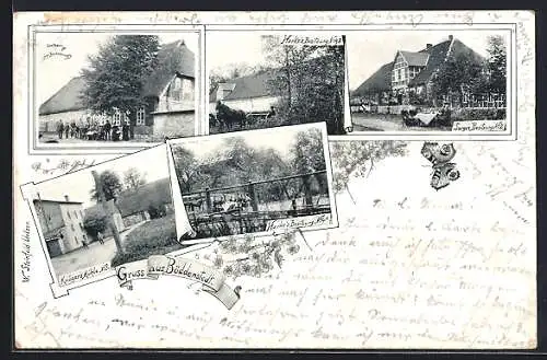 AK Böddenstedt / Uelzen, Krüger`s Mühle, Sorge`s Besitzung, Gasthaus v. Beckmann, Schmetterling