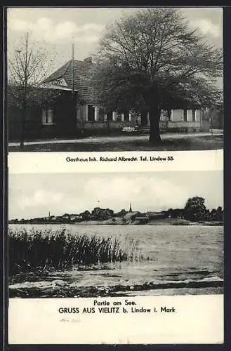 AK Vielitz b. Lindow, Gasthaus v. Richard Albrecht, Partie am See